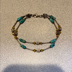 Turquoise and Yellow Beaded Bracelet